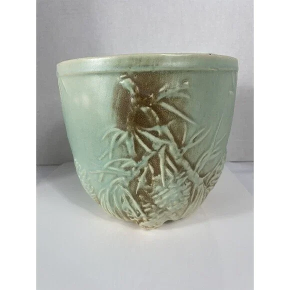 McCoy Planter Pot Pine Cone Jardiniere Blue Green Brown Vtg MCM Cottagecore - Picture 1 of 16